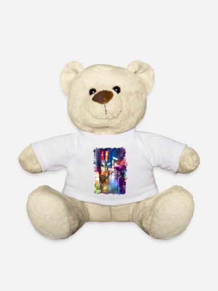 Tokyo alley - modern Japan - Teddy Bear - white