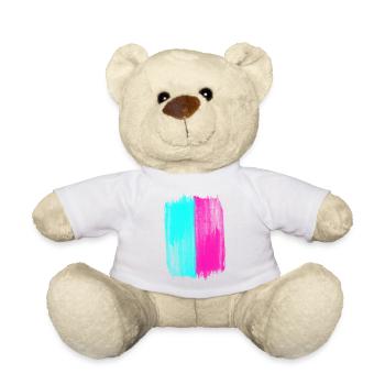 Pink And Turquoise Trend Colors Acrylic Paint - Teddy Bear - white - Front