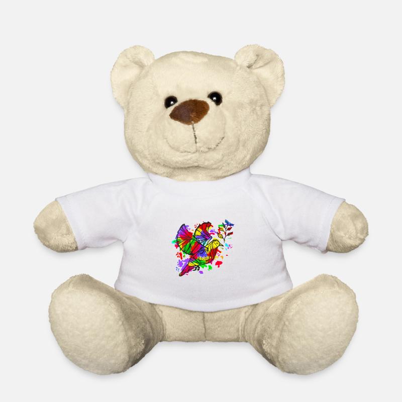 Friedenstaube - bunte Kunst - Teddy - Weiß