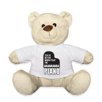 Das Leben ist besser, wenn ich Klavier spiele - Teddy - Weiß - Vorne