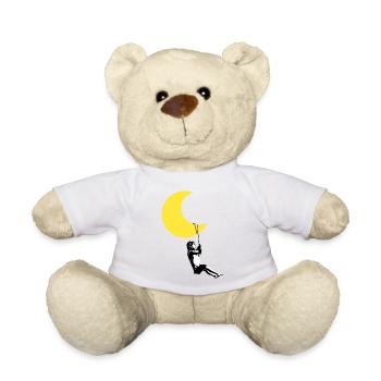 Mädchen schauckelt unter dem Mond Streetart Style - Teddy - Weiß - Vorne