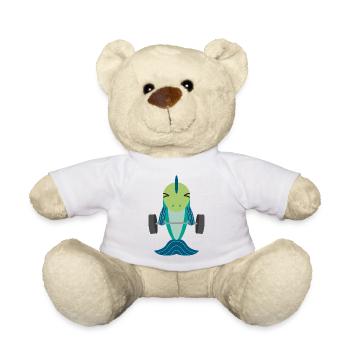 Poisson Haltérophilie sport de musculation cadeau - Nounours - blanc - Devant