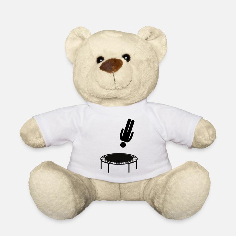 Trampoline Jumping Trampoline Gymnastics Gift - Teddy Bear - white