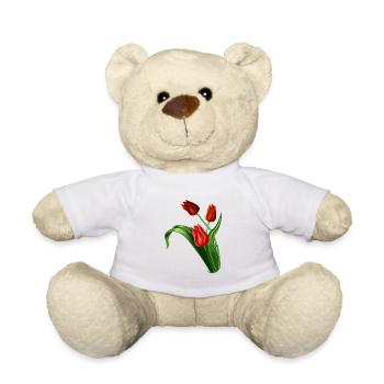 Illustration élégante de tulipes rouges - Nounours - blanc - Devant