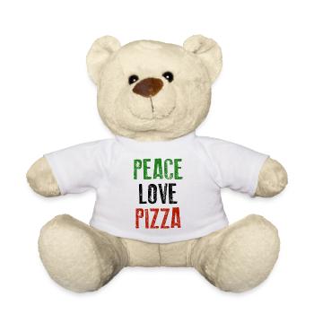 PEACE LOVE PIZZA Tricolore Italiano - Nounours - blanc - Devant