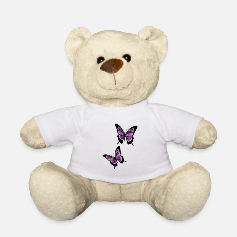 Lila / Flieder Schmetterlinge - Teddy - Weiß