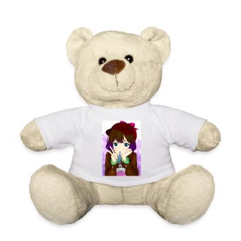 Cute Anime drinking Girl - Teddy - Weiß - Vorne