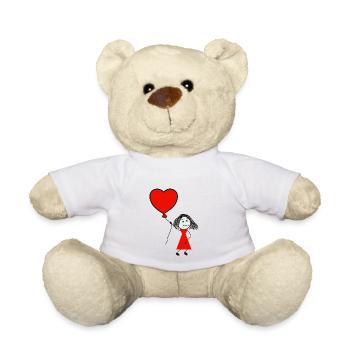 Mädchen Ballon Herz Rot - Teddy - Weiß - Vorne