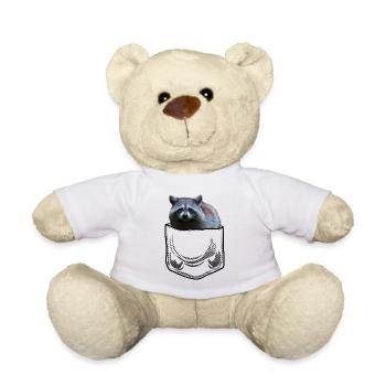 Raccoon in Pocket Chest Bag Bear Gift - Teddy Bear - white - Front