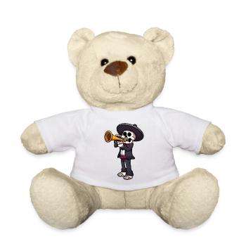 Mariachi Skeleton Playing The Trumpet - Teddy Bear - white - Front
