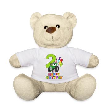 Zweiter Geburtstag 2 Jahre alt Trekker Traktor - Teddy - Weiß - Vorne
