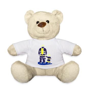 Fire brigade dad with son - Teddy Bear - white - Front
