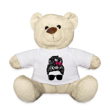 Girl Messy Bun with Bow - Teddy - Weiß - Vorne
