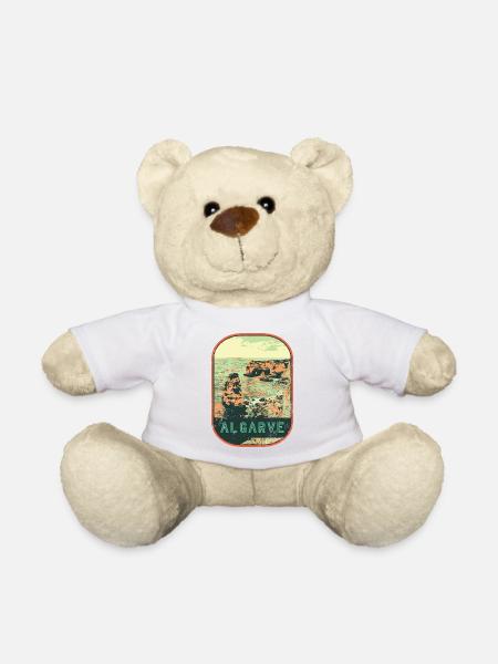 Retro badge, Algarve Portugal, beach summer sun - Teddy Bear - white