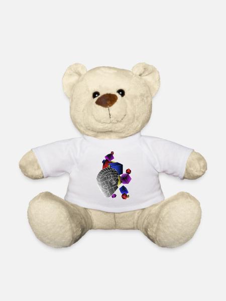 Roboter mit Würfel bunt - Teddy - Weiß