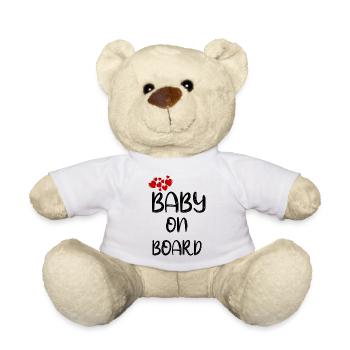 Baby On Board Rot - Teddy - Weiß - Vorne