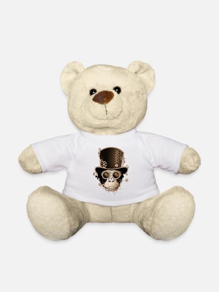 Singe steampunk avec un look de chapeau cylindre antique - Nounours - blanc