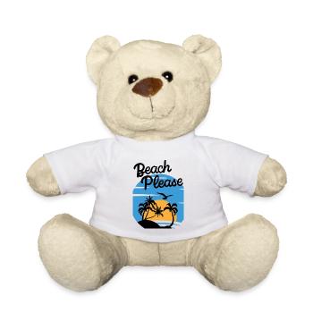 Beach Please - Palmen Sonnenuntergang Shirt - Teddy - Weiß - Vorne