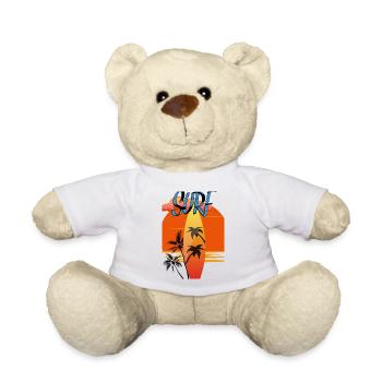 Surfbrett mit Sonnenuntergang Rot - Palmen - Teddy - Weiß - Vorne