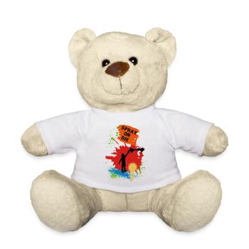 Spray to Die - Graffiti Art Spray Can - Teddy Bear - white - Front