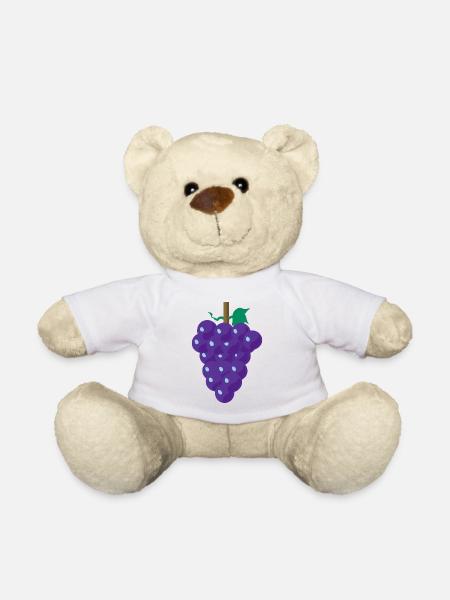 Traube Trauben Wein Illustration Geschenkidee - Teddy - Weiß