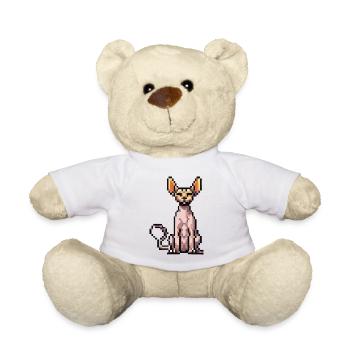 Katze Pixel Kunst Geschenkidee - Teddy - Weiß - Vorne