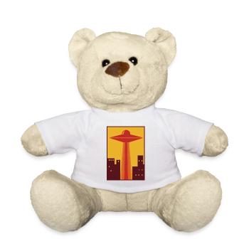 70er Ufo über Stadt - Teddy - Weiß - Vorne