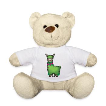 Alpaca Lama Christmas Green Christmas Tree - Teddy Bear - white - Front