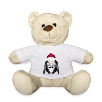 hibou rêveur avec chapeau de Noël Père Noël - Nounours - blanc - Devant