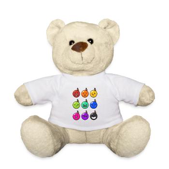 9 Christmas baubles #10/10 colorful - Teddy Bear - white - Front