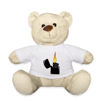 flaming skull and black lighter - Teddy Bear - white - Front