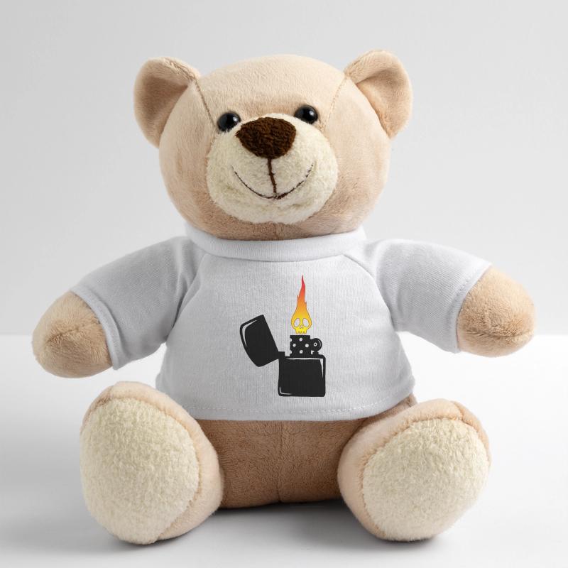 Flammenschädel und schwarzes Feuerzeug Teddy