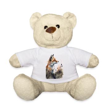 Fox Portrait Watercolors - Teddy Bear - white - Front