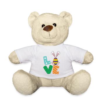 Inscription de Pâques AMOUR avec œuf de Pâques et lièvre - Nounours - blanc - Devant
