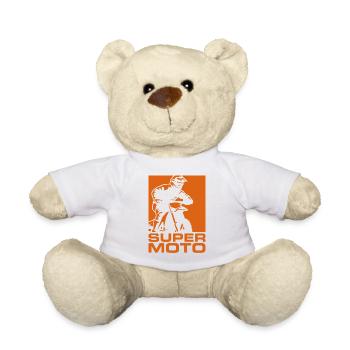 SUPER MOTO silhouette rouge - Nounours - blanc - Devant