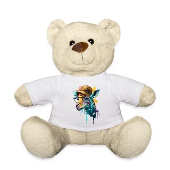 Tête de girafe colorée avec chapeau et lunettes tendance - Nounours - blanc - Devant