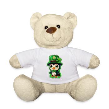 Tenue St Patrick Pingouin mignon trèfle drôle - Nounours - blanc - Devant