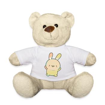 Kawaii Cute Happy Dancing Rabbit - Teddy Bear - white - Front