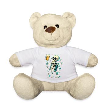 Lustiges Skelett mit Bier - Teddy - Weiß - Vorne