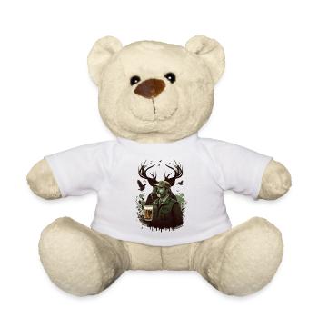 Jäger in der Wildnis trinkt ein Bier - Teddy - Weiß - Vorne