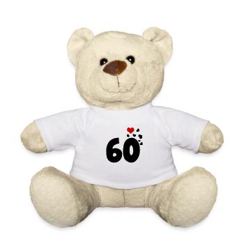 60 Herzen 60. Geburtstag - Teddy - Weiß - Vorne