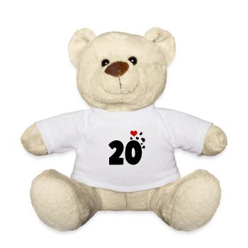 20 Herzen 20. Geburtstag - Teddy - Weiß - Vorne