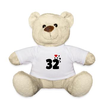 32 Herzen 32. Geburtstag - Teddy - Weiß - Vorne