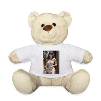Woman in a alley, town,Generated AI - Teddy Bear - white - Front