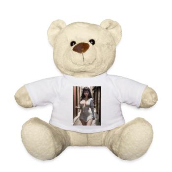 Woman in a alley, town,Generated AI - Teddy Bear - white - Front