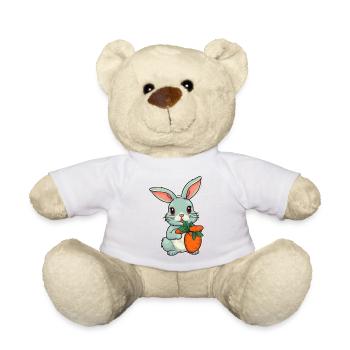 Lapin mignon avec carotte. Parfait pour les amateurs de lapins - Nounours - blanc - Devant