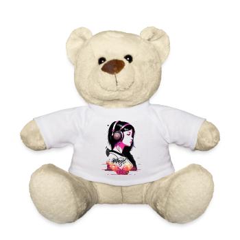 JUST MUSIC t-shirt. Music is Life - Teddy Bear - white - Front