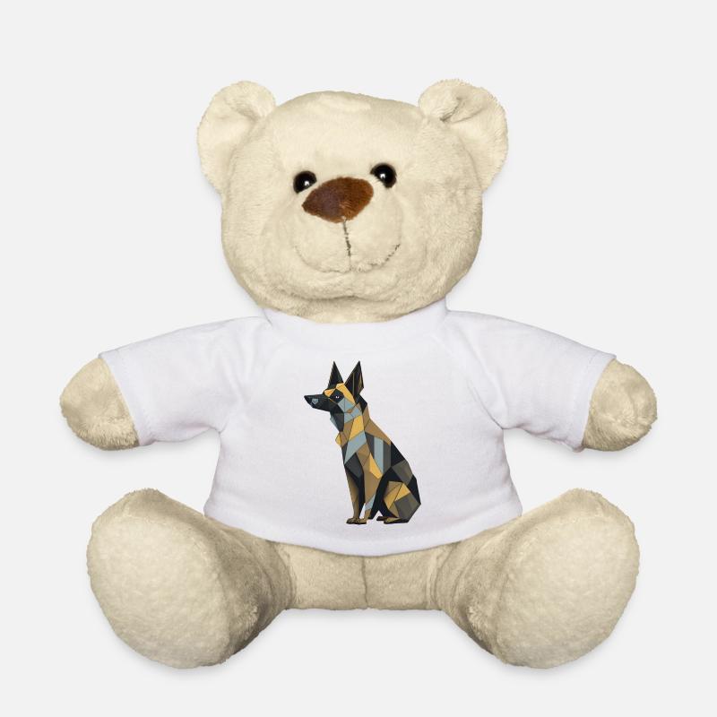 Geometric German Shepherd Dog - Teddy Bear - white