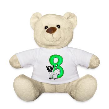 8 Birthday 8 years old with animal motif - eight - Teddy Bear - white - Front
