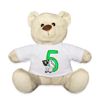 5 Birthday 5 years old with animal motif - five - Teddy Bear - white - Front
